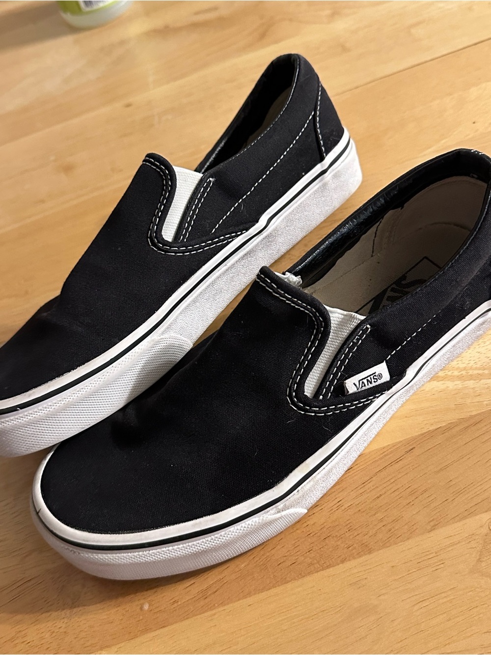 Vans Black & White Classic Slip-On Canvas Shoes Mens 6 Womens 7.5